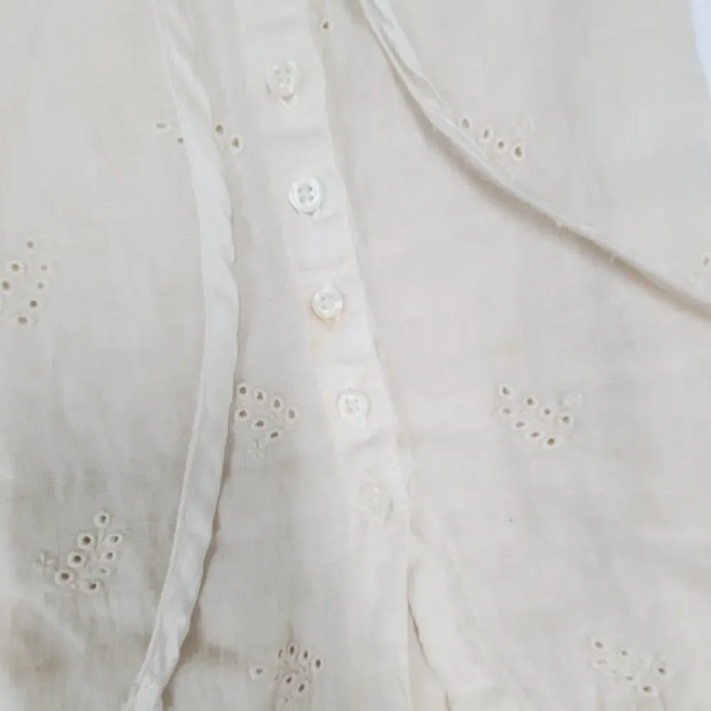 Vintage Eyelet Cotton Skirt Italy 42 Cream Lace Cottagecore Romantic Boho - Picture 8 of 16